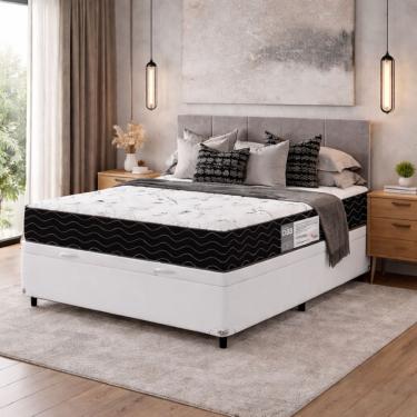 Imagem de Cama Box Airtech Solteiro + Colchão de Molas Ensacadas - Ortobom - Spring - 88x188x60cm...