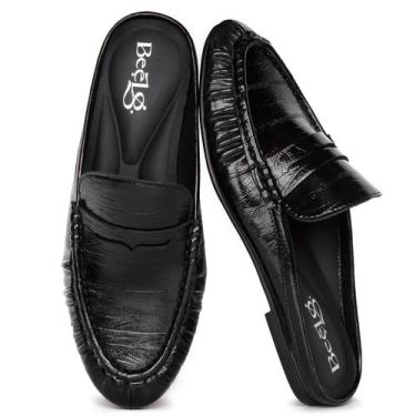 Imagem de Sapatos BeelG Black Penny Mule, mocassins para mulheres, Flat Mules