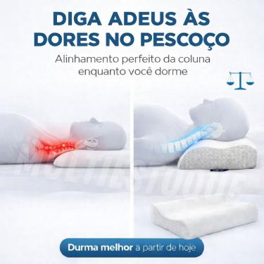 Imagem de Travesseiro Viscoelástico Comfort Cervical 48x68cm Ortopédico Anatômico Altura 12cm com...