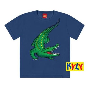 Imagem de Camiseta Infantil Masculino Manga Curta em Malha Jacaré Kyly, Azul pac