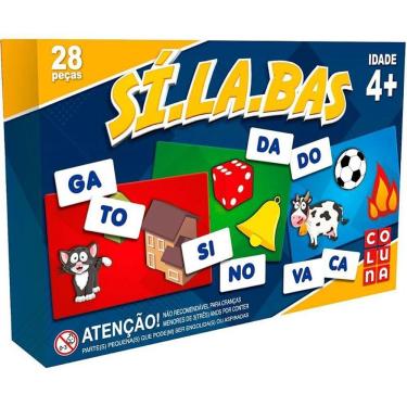 Imagem de Brinquedo Pedagógico Sílabas 28 Peças Jogo Educativo Alfabetização Colorido Coluna