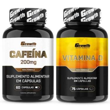 Imagem de Cafeina Pura 200mg 60 Caps + Vitamina D 120 Caps Growth