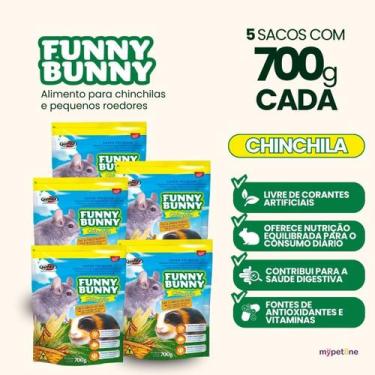 Imagem de 5 Ração Funny Bunny 700g Chinchila Porquinho da Índia e Hamster