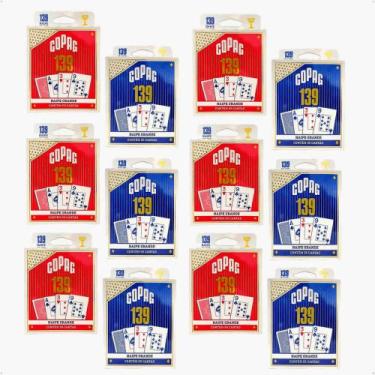 Imagem de Caixa com 12 unidades Jogo De Cartas Baralho 139 Naipe Grande Azul/ver