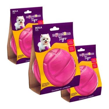 Imagem de 3 Brinquedo Bola Lisa TR 55 Mypetone - Rosa