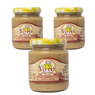 Imagem de Kit 3 doce cremoso de leite com nozes pote 270g doces vovó