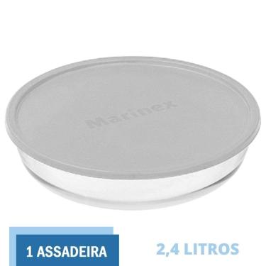 Imagem de Forma Vidro 2,4 L Assadeira Travessa Redonda C Tampa Marinex