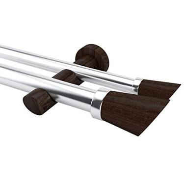 Imagem de Kit Varão 3, 00 M Alumínio Belchior Uniq Duplo Tabaco 19 X 19 Mm