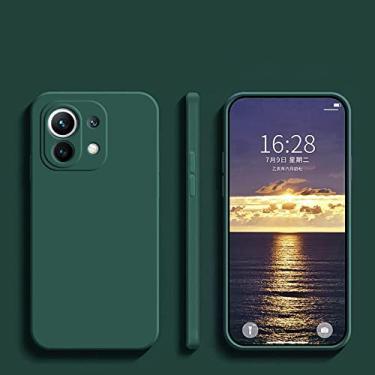 Imagem de para Mi 11 Mi11 Lite Ultra Pro Capa de telefone de silicone líquido quadrado para Xiaomi Mi 11 Ultra Mi11 Mi 11 Lite Mi 11t 11 T Mi11t Pro, Verde Escuro, para Mi 11T Pro