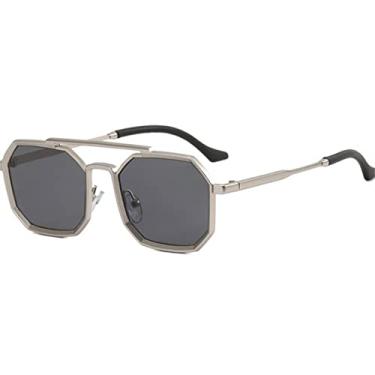 Imagem de Óculos de Sol Polygon Masculino Vintage Masculino Óculos De Sol Retro Mostrando Rosto Óculos Pequenos Óculos Retângulo Gafas De Sol Mujer,PrataCinza,A
