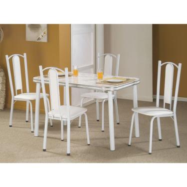 Imagem de Conjunto de Mesa Bianca com 4 Cadeiras Branco e cinza