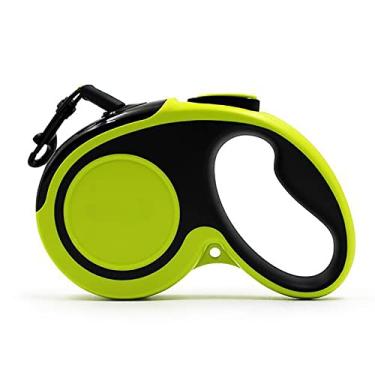 Imagem de Coleira retrátil para cães Coleira de caminhada para animais de estimação com alça confortável fita de nylon forte, sem emaranhados, trava e liberação com um botão, adequado para cães ou gatos pequenos/médios, verde, M