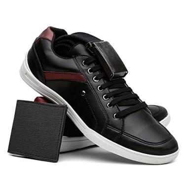 Imagem de Kit Tênis Masculino Casual Esporte Fino e Cinto e Carteira - Preto/42