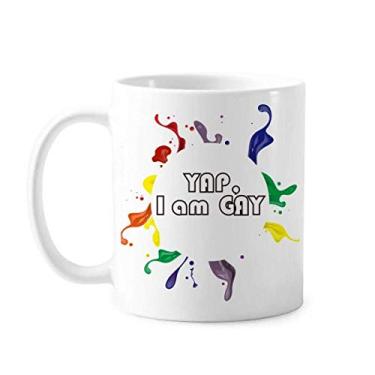 Imagem de Caneca LGBT Rainbow Flag Yap I Am Men cerâmica café porcelana xícara louça