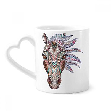 Imagem de Caneca estilo mosaico colorido design de cavalo caneca café cerâmica copo de coração de vidro