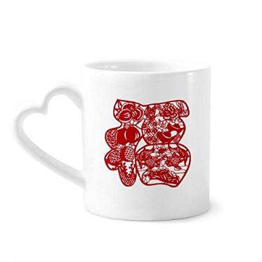 Imagem de Blessing Paper Cut Flower Bird Fish Caneca de café cerâmica copo de coração de vidro