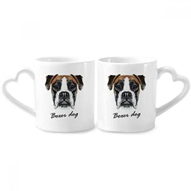 Imagem de Lop-eard Boxers Dog Pet Animal Casal Porcelana Conjunto de Caneca de Cerâmica Amante Copo Punho Coração