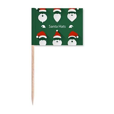 Imagem de Feliz mas Papai Noel Retrato Palito Bandeiras Marcador Topper Decoração de Festa