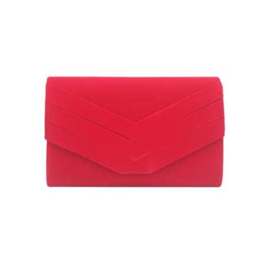 Imagem de JAMBHALA Bolsa Elegante Envelope de Camurça Para Noite Para Festa de Casamento Coquetel Feminino (vermelho)