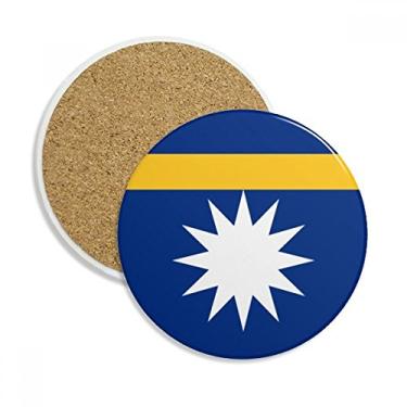 Imagem de Caneca de porta-copos Nauru Oceania National Emblema Caneca de mesa Pedra absorvente de proteção de mesa