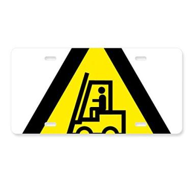 Imagem de DIYthinker Símbolo de aviso amarelo preto empilhadeira placa de carro decoração de carro acessório de aço inoxidável