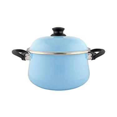 Imagem de Caçarola Bojuda c/Alças 22 Esmaltada Azul Claro - 3500 ml - Ewel