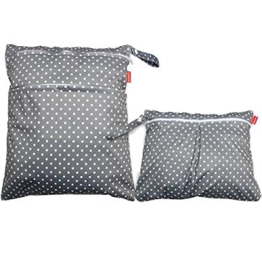 Imagem de Bolsas úmidas e secas Damero Travel para fraldas de tecido, Gray Dots, 2 PCS
