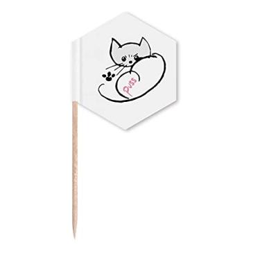 Imagem de Mapa de animal de gato Art Deco, presente moderno, palitos de palito, palitos de cupcake, festa celebração