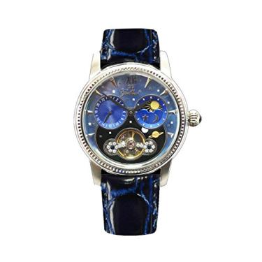 Imagem de Gallucci Relógio de pulso automático de moda unissex com ponte de pedra tcheca, 24 horas e exposição da fase do sol e da lua, Azul, Elegante, exclusivo