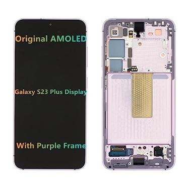 Imagem de Tela LCD de substituição original AMOLED de 6,6 polegadas para Samsung Galaxy S23 Plus S23 Plus5G S916B S916B/DS S916U S916U1 S916W S916E S916E/DS Touch Screen Digitalizador (moldura roxa)