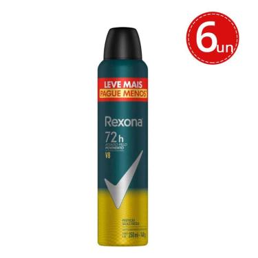 Imagem de Kit Desodorante Aerosol Rexona V8 Amarelo 250ml - 6 Unidades