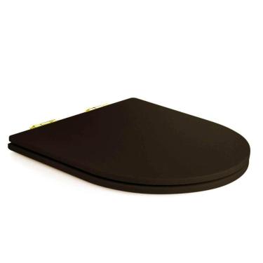 Imagem de Assento Poliester Soft Close Carrara Marrom Fosco para vaso Deca com Ferragem Dourada