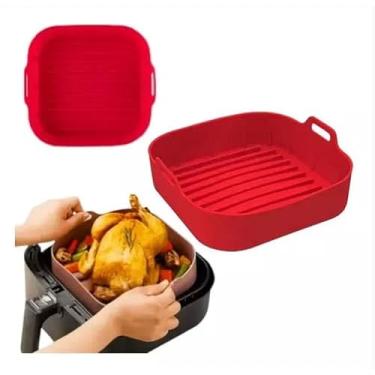 Imagem de Forma de Silicone Antiaderente Quadrada Para Air Fryer Flexível Lavável