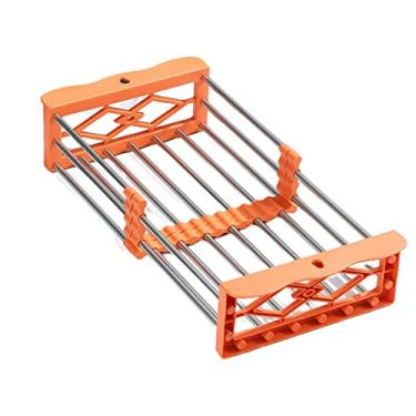Imagem de Escorredor de pratos sobre a pia escorredor de pratos rack de drenagem escorredor de pratos escorredor de talheres metal inoxidável telescópico aço inoxidável estável e durável (laranja, 28,5 x 22 x 9