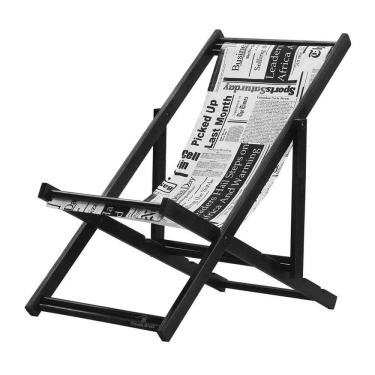 Imagem de Espreguiçadeira Preguiçosa Dobrável sem Braço Black Tecido Jornal Jornal