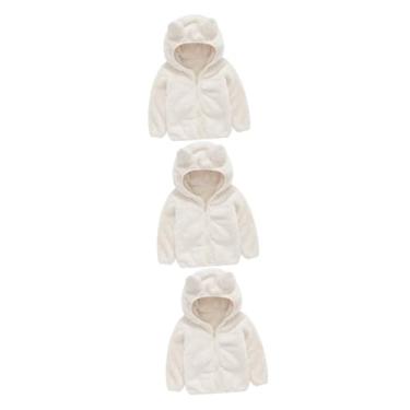 Imagem de 3 Pecas casaco com capuz bebê suéter com capuz de pelúcia jaqueta de bebê moletom de pelúcia bebê suéter outono inverno bebê Outono e inverno jaqueta com chapéu branco