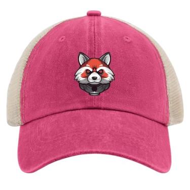 Imagem de Bonés de beisebol Red Panda Mascote Espor Boné Trucker para Adolescentes Retrô Snapbacks, rosa, Tamanho Único