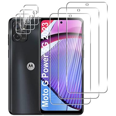 Imagem de LYWHL Película protetora de tela para Motorola Moto G Power 5G (2023), pacote com 3 unidades de película transparente HD de dureza 9H + 3 películas protetoras de vidro para lentes de câmera, compatível com capas, sensível ao toque