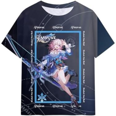 Imagem de bwpilczc Camiseta 3D Honkai Star Railr logotipo de verão feminina masculina manga curta camiseta legal, Estilo 4, G