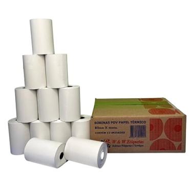 Imagem de 12 Rolos Bobina Térmica 80x40 Cupom Fiscal Pdv Ecf BRANCA