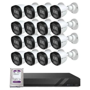 Imagem de Kit CFTV Motorola DVR 16 Canais + 16 Câmeras de Segurança Bullet com Visão Noturna Full HD 2MP 1080P IP66 20 metros + HD Western Digital 2TB Purple