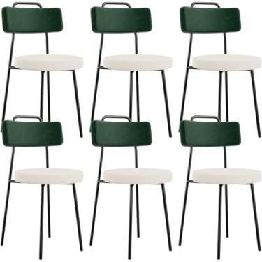 Imagem de Kit 06 Cadeiras Decorativa Estofada Sala De Jantar Barcelona L02 Facto Verde Musgo Linho Cru - Lyam