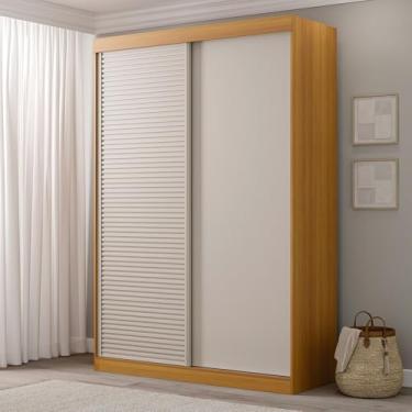 Imagem de Guarda-roupa Solteiro 2 Portas 1 Porta Ripada Samambaia Cabecasa Carvalho/Off White