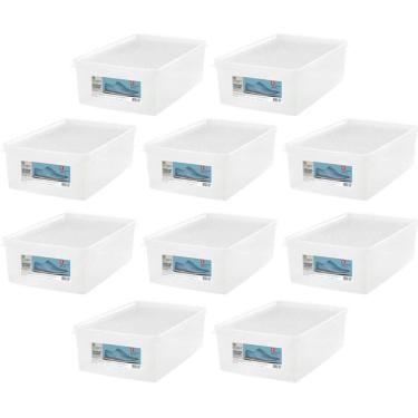 Imagem de 10 Caixas Organizadoras para Calçados Ordene 38 ao 46 com Tampa Multiuso Closet Escritório