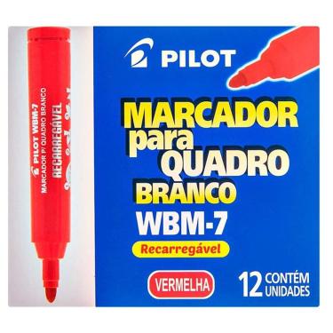 Imagem de Caixa de Pincel Marcador para Quadro Branco Recarregável WBM-7 12 Unidades Vermelho - P...
