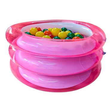 Imagem de Piscina De Bolinha Infantil Rosa Inflável 43L + 50 Bolinhas