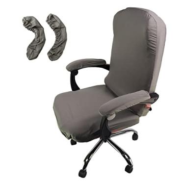 Imagem de WOMACO Capas de cadeira de escritório, capa elástica para cadeira de computador com capas de apoio de braço, capas universais para cadeira Boss estilo simples moderno capa de cadeira de encosto alto