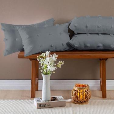 Imagem de Capas De Almofadas Poppy 60cm x 30cm 04 Peças - Cinza - Bia Enxovais