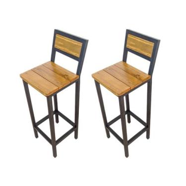 Imagem de Kit 2 Banqueta Alta Cadeira Industrial Cozinha Balcão - Sanna Decor
