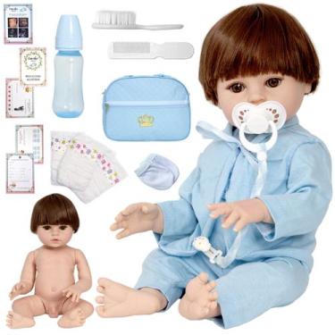 Imagem de Bebê Reborn Recem Nascido Principe Roupão Bolsa Maternidade - Cegonha 